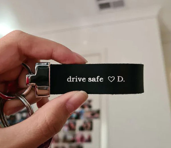 Custom Leather Drive Safe Keychain