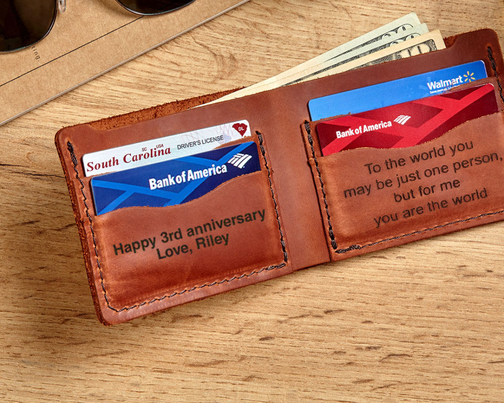 leather anniversary gift wallet