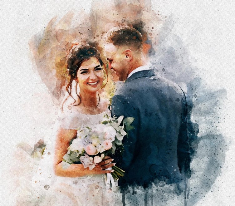 Watercolor Wedding Portrait from photo